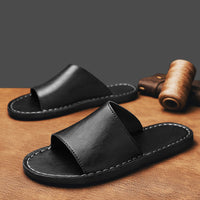 Herren Offene Zehen Slide-Sandalen mit Einteiligem Riemen - Schwarz
