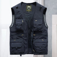 Tobias | Herren Outdoor-Gilet atmungsaktiv Nylon Multitaschen-Weste - Dunkelblau