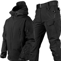 Herren Outdoor Set mit Kapuzenjacke und Cargohose - Schwarz