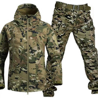 Herren Outdoor Set mit Kapuzenjacke und Cargohose - Beige Tarnung