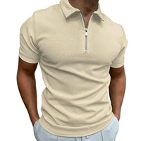 Herren-Polohemd mit Kurzarm und Reißverschluss - Beige