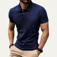 Herren-Poloshirt mit kurzen Ärmeln und Knopfleiste - Marineblau