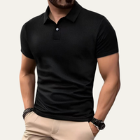 Herren-Poloshirt mit kurzen Ärmeln und Knopfleiste - Schwarz