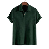 Herren Poloshirt mit Strukturmuster und Knopfleiste - Armeegrün