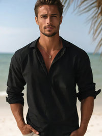 Herren-Pullover mit langem Arm und lockerer Passform - Schwarz