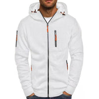 Simon | Herren Kapuzenpullover Strick mit Reißverschluss und Kordelzug - Weiß