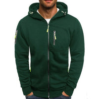 Simon | Herren Kapuzenpullover Strick mit Reißverschluss und Kordelzug - Grün