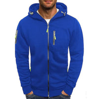 Simon | Herren Reißverschluss Kapuzenpullover Knit Sweater mit Kordelzug - Blau