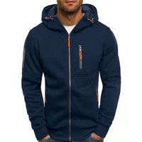 Simon | Herren Kapuzenpullover Strick mit Reißverschluss und Kordelzug - Marine