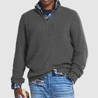 Lukas | Herren Gerippter Quarter-Zip Strickpullover - Grau