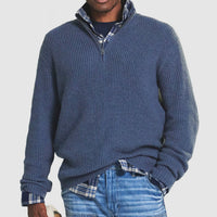 Lukas | Herren Gerippter Quarter-Zip Strickpullover - Blau