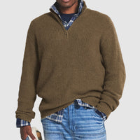 Lukas | Herren Gerippter Quarter-Zip Strickpullover - Braun