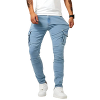 Herren Schmal Geschnittene Cargohose mit Seitentaschen - Blau