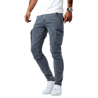 Herren Schmal Geschnittene Cargohose mit Seitentaschen - Grau