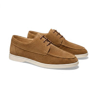 Herren-Schnürschuhe mit Mokassin-Naht und flacher Sohle - Braun