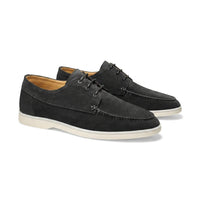 Herren-Schnürschuhe mit Mokassin-Naht und flacher Sohle - Schwarz