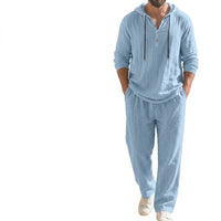 Herren-Set aus Kapuzenpullover und Hose - Hellblau
