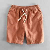 Herren-Shorts aus Leinenmischgewebe mit Kordelzug - Orange