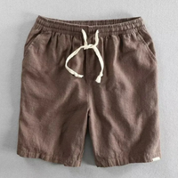 Herren-Shorts aus Leinenmischgewebe mit Kordelzug - Braun
