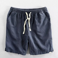 Herren-Shorts aus Leinenmischgewebe mit Kordelzug - Blau