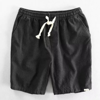 Herren-Shorts aus Leinenmischgewebe mit Kordelzug - Schwarz