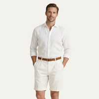 Herren Shorts mit Falten und Gürtel - Weiß