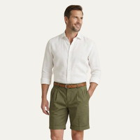 Herren Shorts mit Falten und Gürtel - Olivgrün