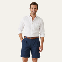 Herren Shorts mit Falten und Gürtel - Marineblau