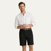 Herren Shorts mit Falten und Gürtel - Schwarz