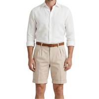 Herren Shorts mit Falten und Gürtel - Beige