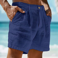 Herren Shorts mit Faltenbund und Knopfverschluss - Dunkelblau