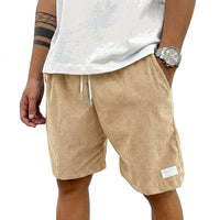 Herren Shorts mit Kordelzug und aufgenähtem Etikett - Beige