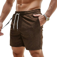 Herren Shorts mit Kordelzug und aufgenähtem Etikett - Braun