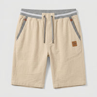 Herren-Shorts mit Kordelzug und gestreiftem Besatz - Beige