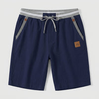 Herren-Shorts mit Kordelzug und gestreiftem Besatz - Marineblau