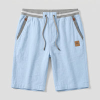 Herren-Shorts mit Kordelzug und gestreiftem Besatz - Hellblau