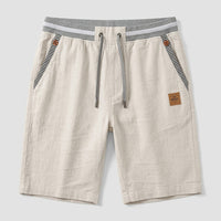 Herren-Shorts mit Kordelzug und gestreiftem Besatz - Weiß