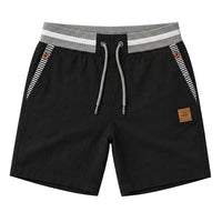 Herren-Shorts mit Kordelzug und gestreiftem Besatz - Schwarz