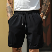 Herren Shorts mit Kordelzug und Umschlagsaum - Schwarz