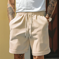 Herren Shorts mit Kordelzug und Umschlagsaum - Beige