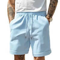 Herren Shorts mit Kordelzug und Umschlagsaum - Hellblau
