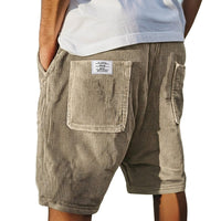 Herren Shorts mit Rippenstruktur und aufgesetzten Taschen - Khaki