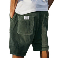 Herren Shorts mit Rippenstruktur und aufgesetzten Taschen - Dunkelgrün