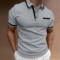 Herren Slim Fit Poloshirt mit Kontrastbesatz - Grau