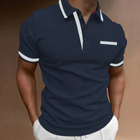 Herren Slim Fit Poloshirt mit Kontrastbesatz - Dunkelblau