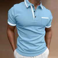 Herren Slim Fit Poloshirt mit Kontrastbesatz - Blau