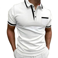 Herren Slim Fit Poloshirt mit Kontrastbesatz - Weiß