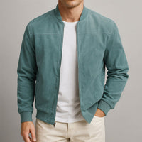 Dominik | Herren Wildleder Bomber Steppjacke - Blau