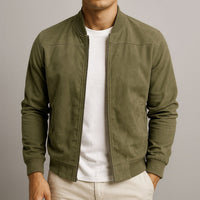 Dominik | Herren Wildleder Bomber Steppjacke - Grün