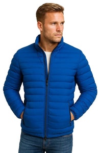 Herren Steppjacke mit Stehkragen und Reißverschluss - Blau
